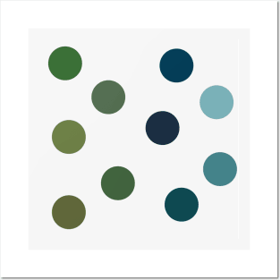 Scattered Green & Blue Circles Posters and Art